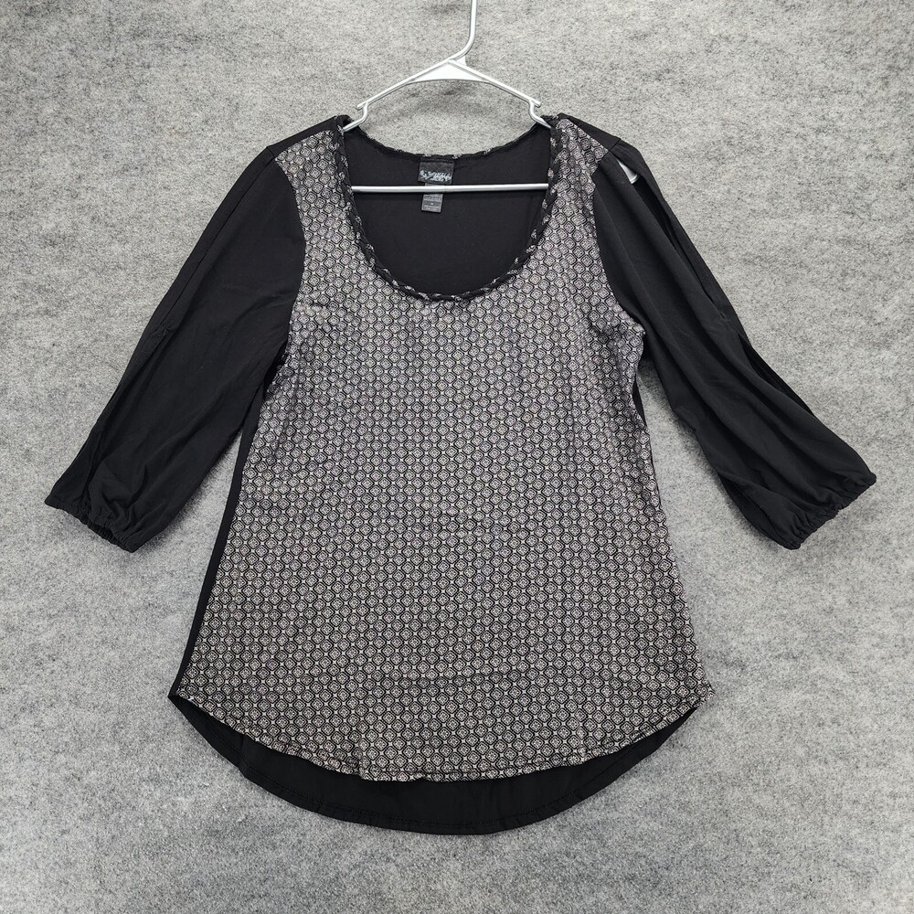 Buckle Daytrip Shirt Womens Medium Black 3/4 Sleeve